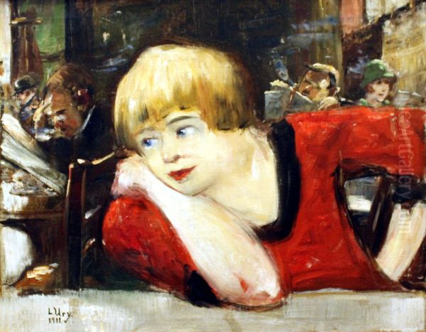 Im Cafe. Frau in Rot - view 1