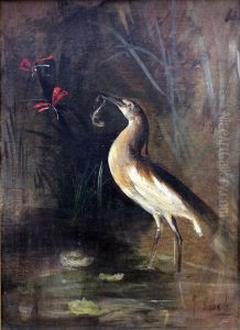 Fischreiher und Salamander by Lenbach Franz Von