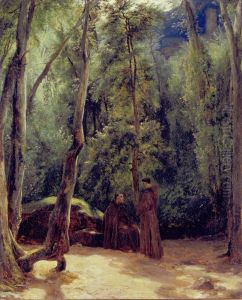 Zwei Monche im Park von Terni by Carl Blechen