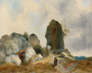 Hermit in a rocky landscape by Carl Blechen