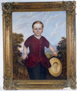 Portrait Of A Boy With Straw Hat by Joseph Goodhue Chandler