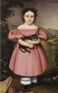 Portrait Of A Young Girl With Cat by Joseph Goodhue Chandler