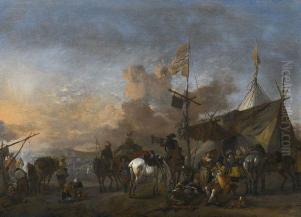 Soldiers and Horses at a Sutler's Tent - view 1