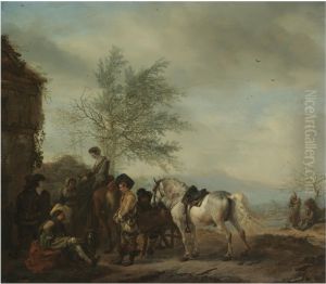 Riders halting at an Inn