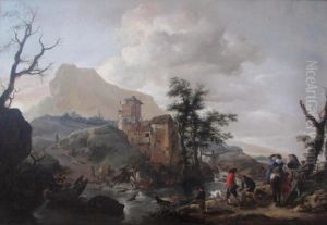 Stag Hunt in a River by Philips Wouwerman