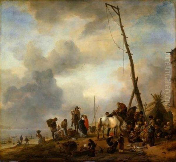 Fisherman at a beach - view 1
