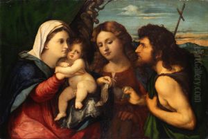 Maria mit dem Kind, Johannes dem Taufer und der heiligen Katharina by Palma Vecchio