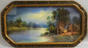 Encampment By A Lake Under Moonlight