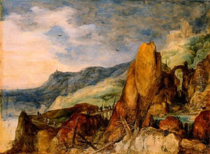 Mountain landscape with fir trunks in a stream Mountain landscape with fir trunks in a stream