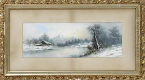 Winter Landscape With Cottage by William Henry Chandler