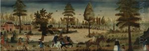 View Of A River With Trees And Figures by Winthrop Chandler
