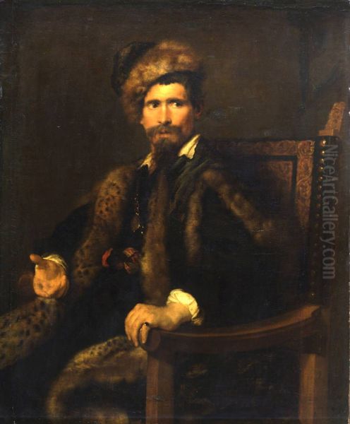 Portrait of a Man in a Fur Wrap - view 1