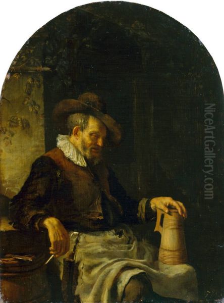 Old Man with a Tankard on his Knee - view 1