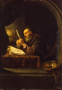 An Old Scholar sharpening his Quill pen An Old Scholar sharpening his Quill pen