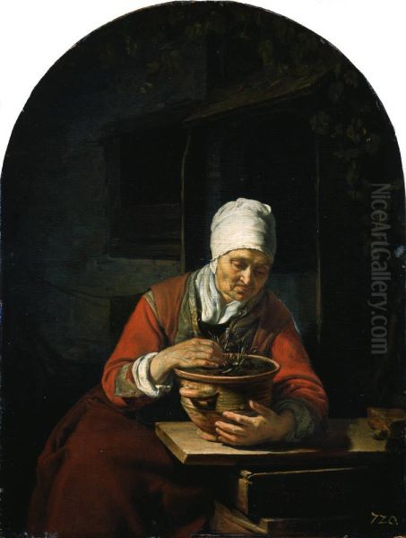 Old Woman with a Flowerpot - view 1