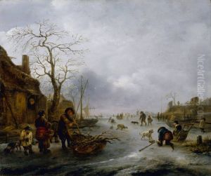 Pleasures on the Ice by Isaac Van Ostade