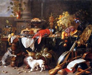 Large Still-life with Dog and Cat