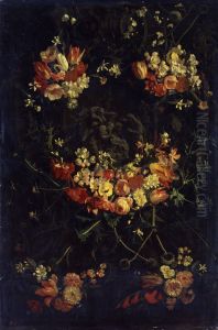 Blumenumranktes Steinrelief mit der Anbetung der Hirten Blumenumranktes Steinrelief mit der Anbetung der Hirten