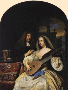 Portrait des Francois de le Boe (Sylvius) und seiner Frau by Frans van Mieris
