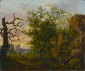 Landschaft mit kahlem Baum