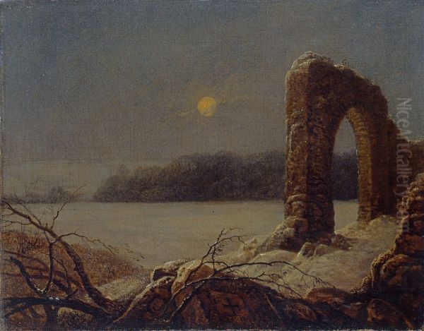 Winterlandschaft mit verfallenem Tor - view 1