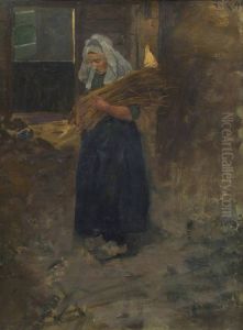 Alte Frau mit Flachsbundel Alte Frau mit Flachsbundel