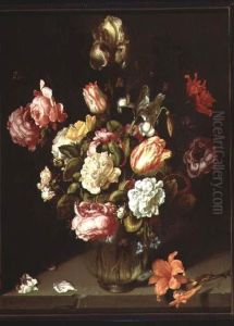 Flowers in a Glass Vase in a Niche