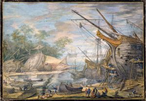 Le chantier naval by Johann Wilhelm Baur