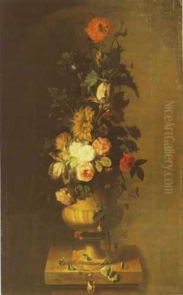 Flowerpiece in a Garden Vase on a Pedestal - view 1