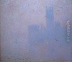 Seagulls, the River Thames and the Houses of Parliament by Claude Oscar Monet