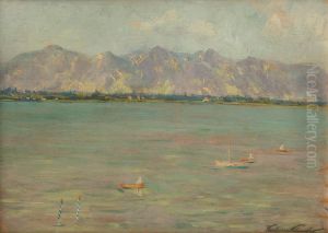 Mountain Landscape with a Lake by Nandor Katona
