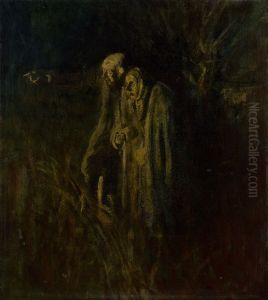 End of Life. Elderly Couple at Night by Laszlo Mednyanszky