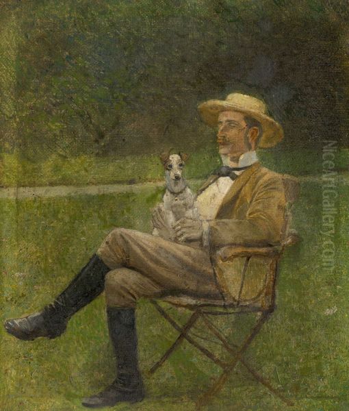 Study of a Seated Man with a Dog - view 1