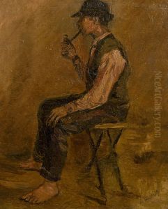Study of a Seated Man with a Pipe by Laszlo Mednyanszky
