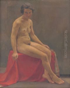 Seated Nude by Ladislav Treskon