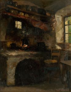 Inside a Village Room by Felician Moczik