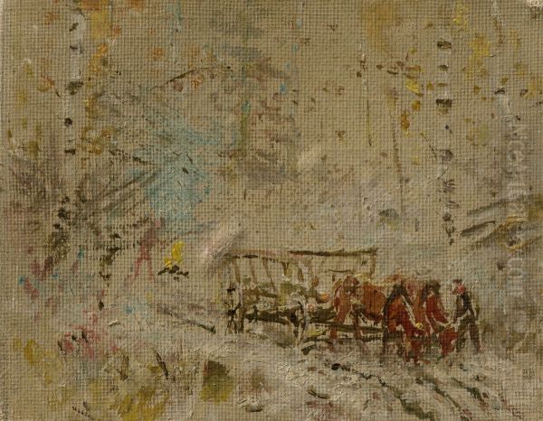 Winter Landscape with a Hay Wagon - view 1