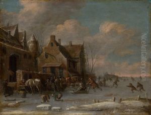 Before an Inn in Winter by Thomas Heeremans