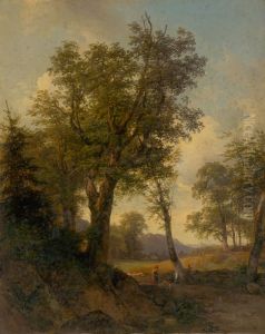 Alpine Landscape with Trees in the Foreground by Joseph Hoger