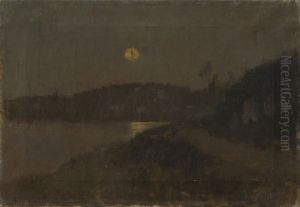 Moonlit night by the River (Landscape by the Moonlight) by Laszlo Mednyanszky