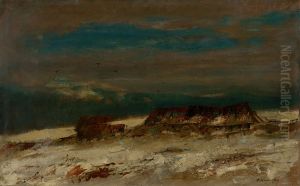 Hamlet in a Winter Landscape by Laszlo Mednyanszky