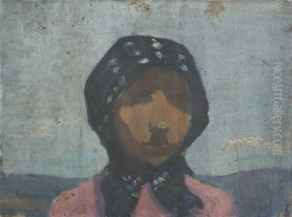 Study of a Peasant in a Black Spotted Scarf - view 1
