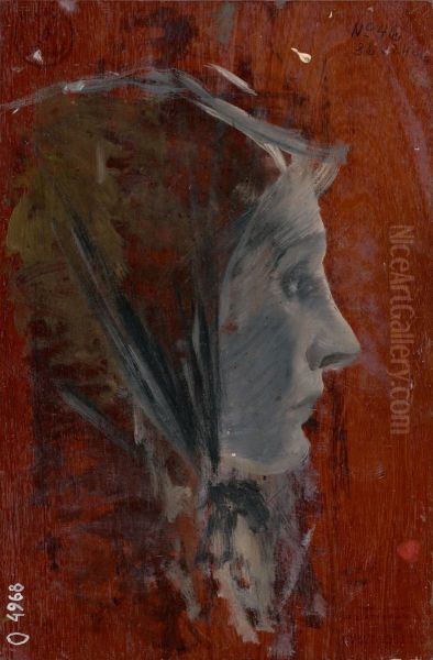 Study of Female Head from Profile - view 1