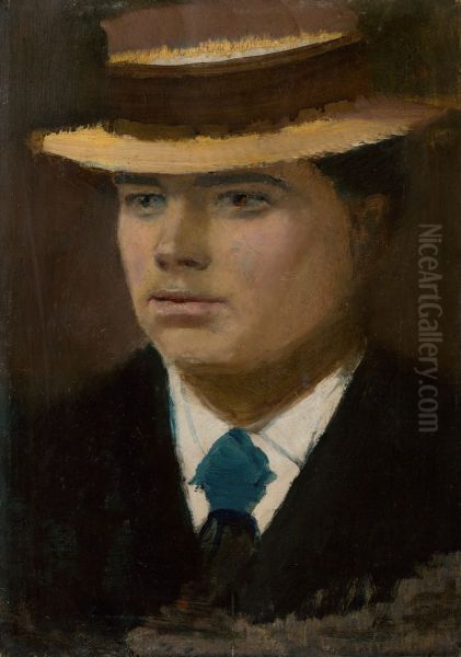 Young Man in a Straw Hat - view 1