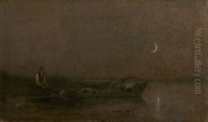 Fishing by Moonlight by Laszlo Mednyanszky