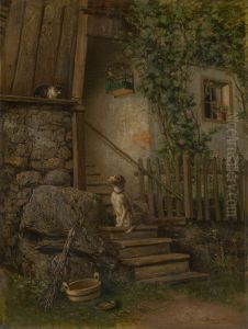 On the Porch (Dog and Cat)
