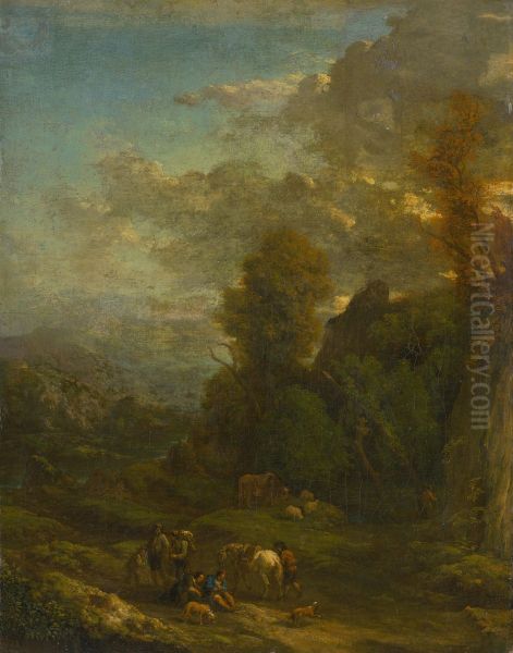 Evening Landscape with Travellers - view 1