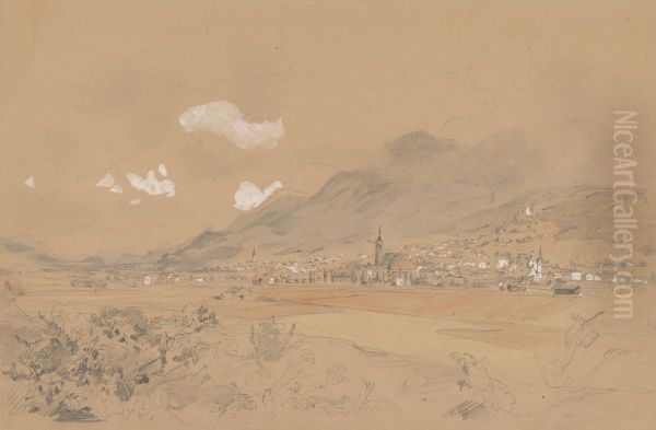 View of a Village below the Mountains - view 1