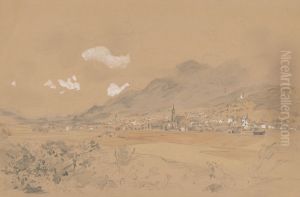 View of a Village below the Mountains by Jan Nowopacky