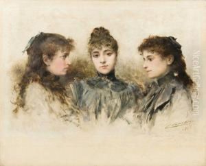 Portrait De Femmes by Alexandre Jacques Chantron